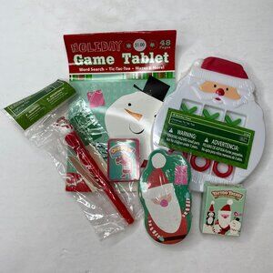 Holiday Time Christmas Activity Set Santa Snowman Pen Game Tablet Fake Tattoos